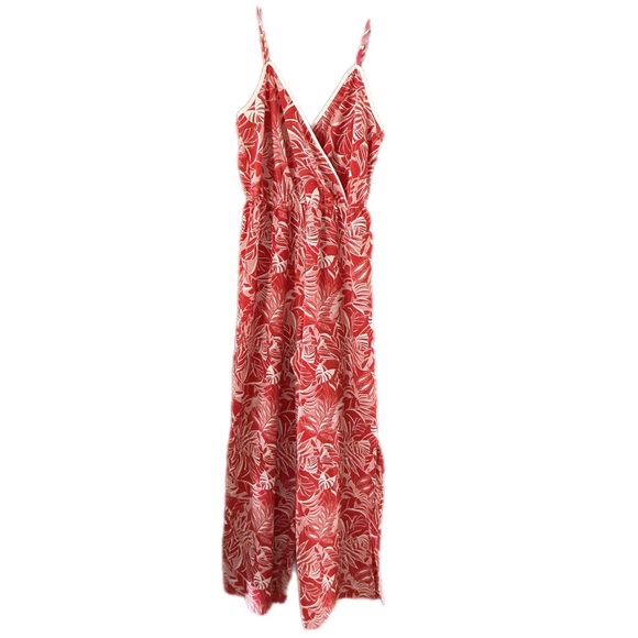 Source Unknown Pants - Tropical print red and white jumpsuit small